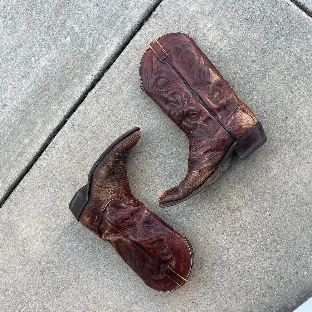 Dan Post Reptile Exotic Boots Brown Mens size 10.5 D western
